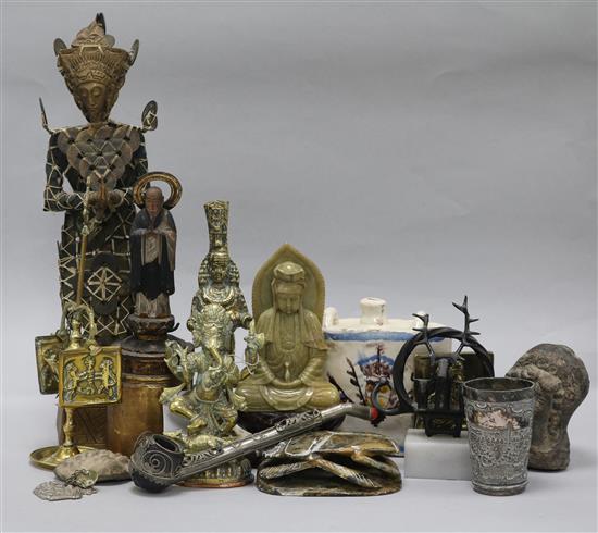 A group of assorted figures and curios